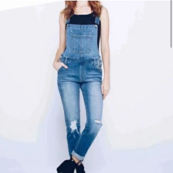 KanCan Cleo-Allie Distressed Denim Overalls KC5088M Size Small - Picture 3 of 14